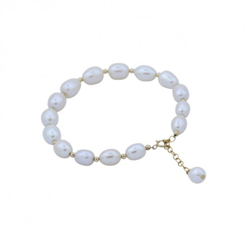 White Cultured Pearl Bracelet - Gold Filled x 1pc