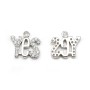 925 silver & zirconium charm, in shaped of "yes" measuring, 9.5 * 10.5mm x 1pc