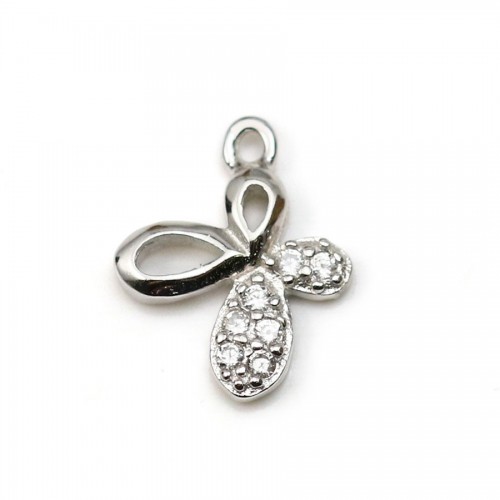 925 silver & zirconium charm, in the shape of a butterfly, measuring 9 * 11mm x1pc