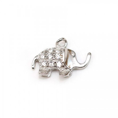 925 sterling silver pendant with zirconium oxide, in the shape of an elephant 8 * 10mm x 1pc