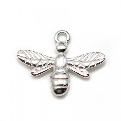 Charm in 925 silver, in the shape of a bee, 15 * 11.5mm x 2pcs