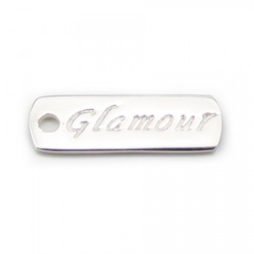 Ciondolo inciso "Glamour" in argento 925 17x6 mm x 1 pezzo