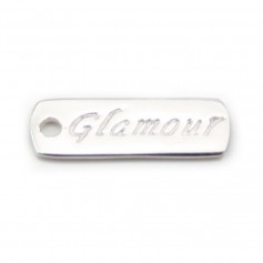 Engraved charm "Glamour" in silver 925 17x6mm x 1pc