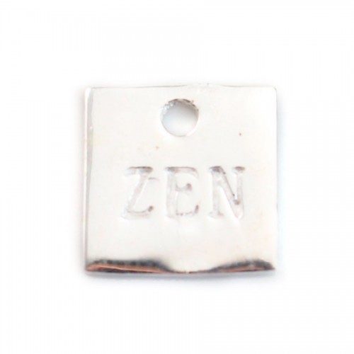 Charm cuadrado "ZEN" grabado en plata 925 10mm x 1pc