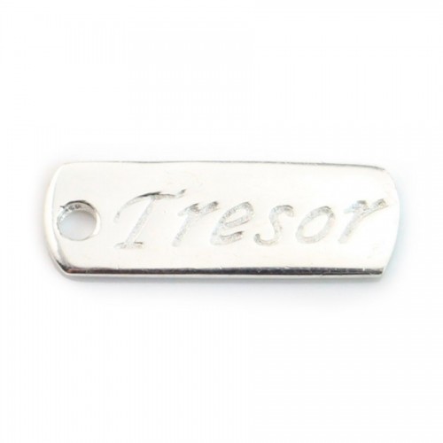 Ciondolo inciso "Tresor" in argento 925 17x6 mm x 2 pezzi