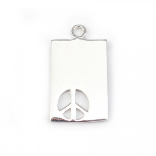 Peace&love encanto rectangular de plata 925 17x12mm x 1pc