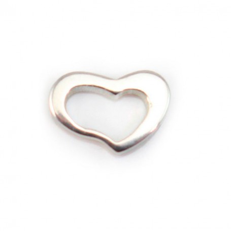 925 Sterling Silver Heart Intercalary ,8x11.5mm x1pc