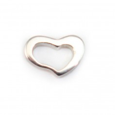 Charm de corazón de plata de ley 925 8x11.5mm x 4pcs