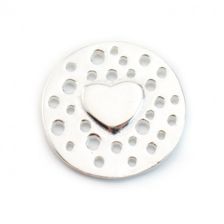 925 Sterling Silver heart spacer 14mm X1 pc 