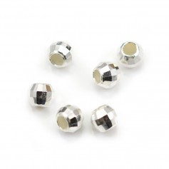 Round faceted silver beads 925 8mm x 2pcs