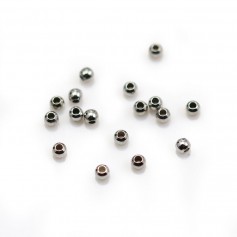 Pearl in shaped of ball, in 925 sterling silver rhodium, 2 * 0.8mm x 30pcs