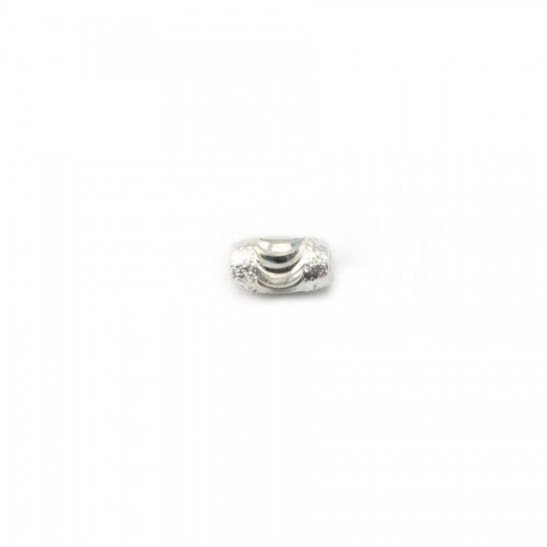 Lasergravierte längliche Perle aus 925er Silber 3 * 5.5mm x 4pcs