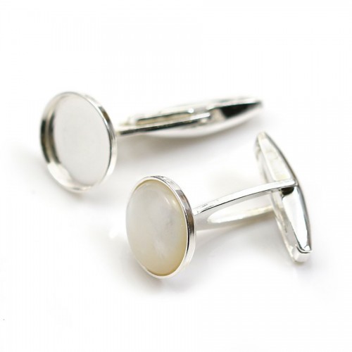 Manschettenknopf, 925er Silber für 12mm runden Cabochon x 2pcs