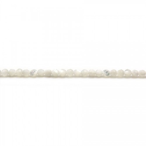 Madreperla, bianca, rotonda sfaccettata, 2 mm x 40 cm