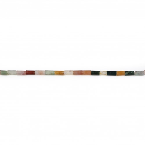 Agate d'Inde multicolore, en forme de tube 2 * 4mm x 40cm