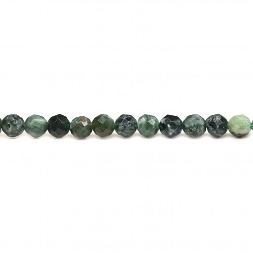 Seraphinite, in green color, in shape of round faceted, 4mm x 39cm