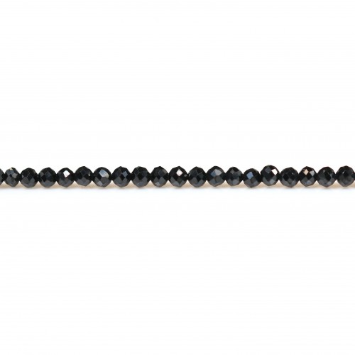 Espinela negra redonda facetada 2mm x 39cm