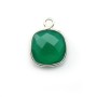 Faceted green cusion cut agate set in 925 sterling silver 11mm x 1pc
