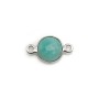Faceted round Amazonite set in silver 2 rings, 9mm x 1pc