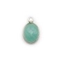 Faceted oval Amazonite set in silver 9x11mm, 1 ring x 1pc
