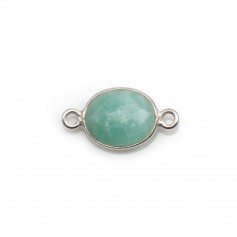 Faceted Oval Amazonite set in silver 9x11mm, 2 rings x 1pc