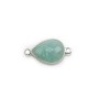 Faceted drop Amazonite set in silver 11x15mm, 2 rings x 1pc