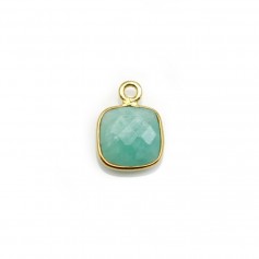 Faceted square amazonite set in gold-plated silver 9mm x 1pc