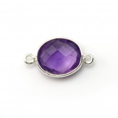 Faceted oval amethyst set in silver 2 rings 11x13mm x 1pc