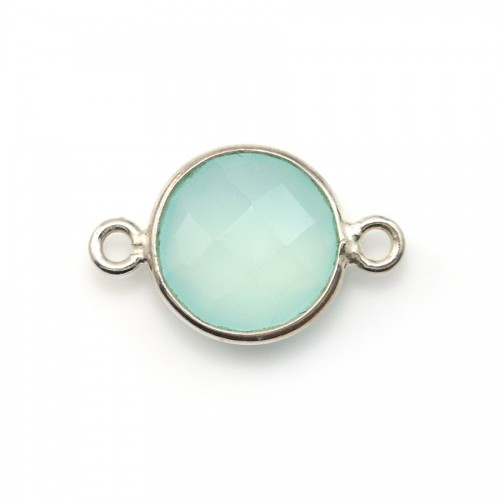 Faceted round chalcedony set in sterling silver 2 rings 11mm x 1pc