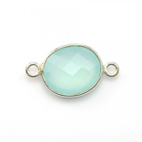 Faceted oval chalcedony set in 925 sterling silver 2 rings 11x13mm x 1pc