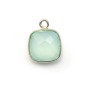 Faceted cushion cut chalcedony set in 925 sterling silver 11mm x 1pc