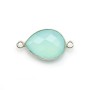 Faceted drop-shape chalcedony set in 925 sterling silver 2 rings 13x17mm x 1pc