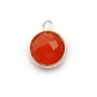 Faceted round carnelian set in sterling silver 11mm x 1pc