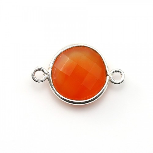 Faceted round carnelian set in sterling silver 2 rings 11mm x 1pc