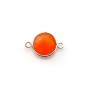 Faceted round carnelian set in silver 2 rings 9mm x 1pc