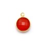 Faceted round carnelian set in gold-plated silver 11mm x 1pc