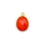 Faceted oval carnelian set in gold-plated silver 11x13mm x 1pc