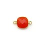 Faceted cushion carnelian set in gold-plated silver 2 rings 11mm x 1pc