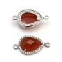Faceted drop carnelian set in 925 silver with zirconium 13x17mm x 1pc