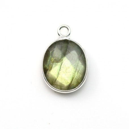 Faceted oval labradorite set in sterling silver 11x13mm x 1pc