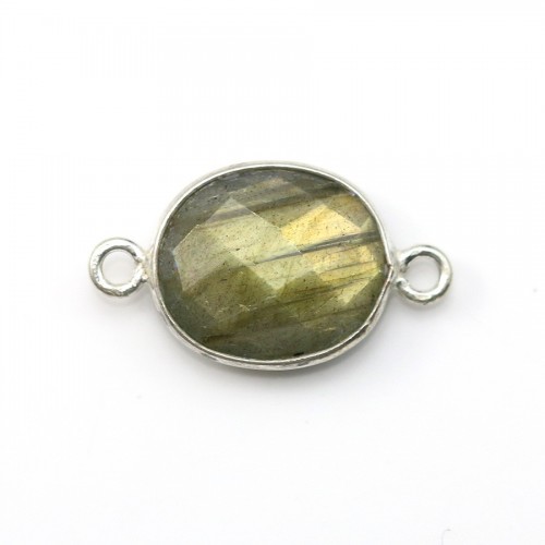 Faceted oval labradorite set in sterling silver 2 rings 11x13mm x 1pc