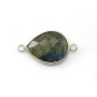 Faceted drop labradorite set in sterling silver 2 rings 13x17mm x 1pc