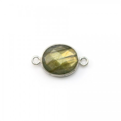 Faceted oval labradorite set in silver 2 rings 9*11mm x 1pc