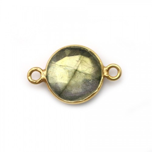 Round labradorite set in gold-plated silver 2 rings 11mm x 1pc