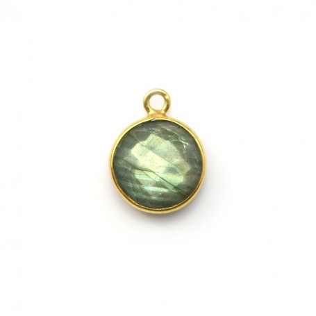 Faceted round labradorite set in gold-plated silver, 1 ring, 9mm x 1pc