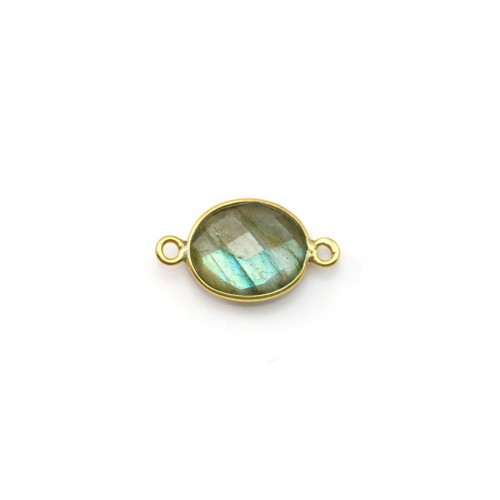 Faceted oval labradorite set in gold-plated silver 2 rings 11*13mm x 1pc