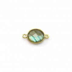 Faceted oval labradorite set in gold-plated silver 2 rings 9*11mm x 1pc