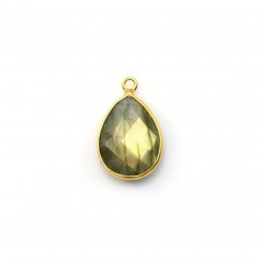 Faceted drop labradorite set in gold-plated silver 1 ring 11x15mm x 1pc