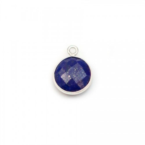 Lapis lazuli round shape, 1 ring, set in silver, 9mm x 1pc