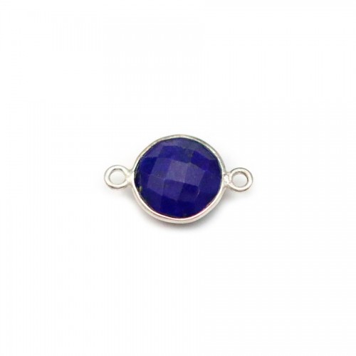 Lapis lazuli round shape, 2 rings, set in silver, 9mm x 1pc